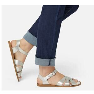 Saltwater Original Sandal Women's 11 / Hoy Size 9 Silver Leather Strappy Shoe